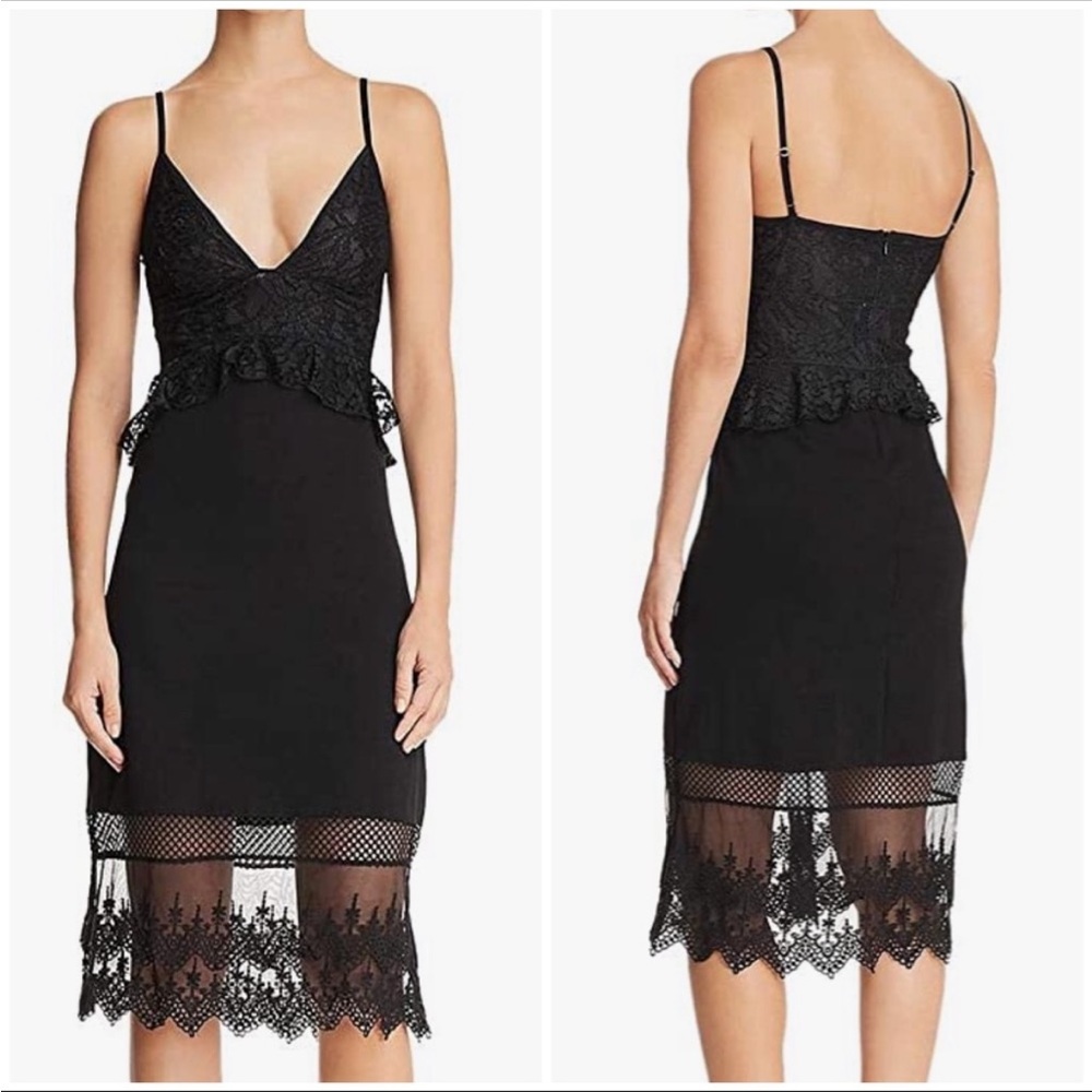 French Connection Black Dress with Lace Detailing